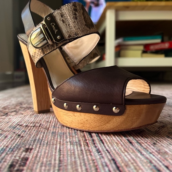 Coach Darcey Printed Python High Heel Sandals - Picture 2 of 3